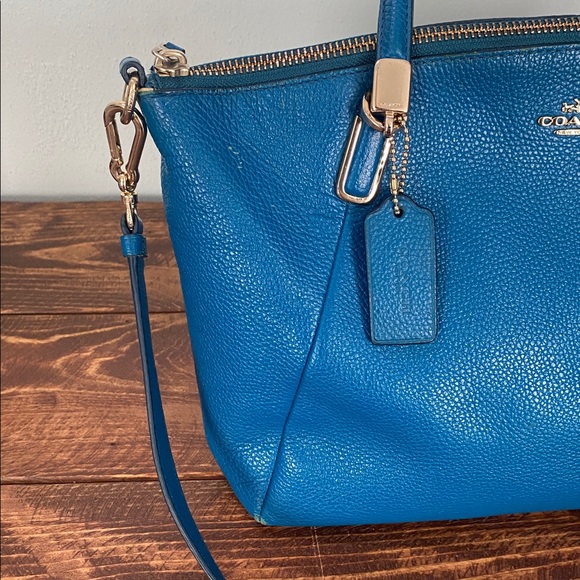 Coach Blue Leather Satchel Bag - Picture 3 of 16
